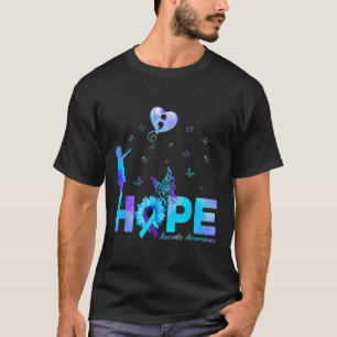 Hope Butterfly Sunflower Suicide Prevention Awaren T-Shirt