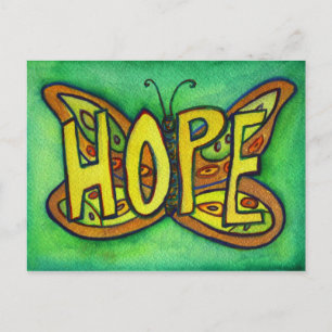 Hope Butterfly Word Art Inspirational Postcard