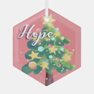 Hope Carton Christmas Tree Pink Glass Ornament