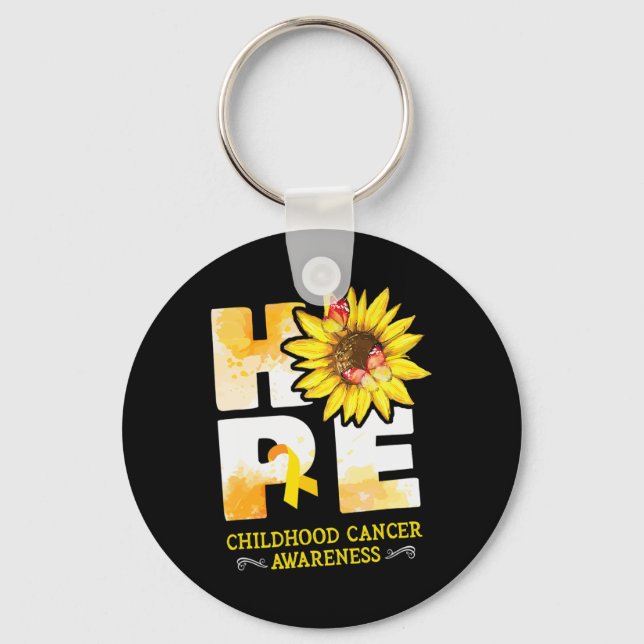 Hope Childhood Cancer Awareness Flowers   Keychain (Front)