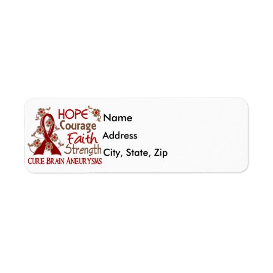 Hope Courage Faith Strength 3 Brain Aneurysms Return Address Label
