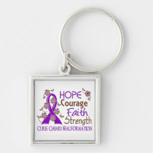 Hope Courage Faith Strength 3 Chiari Malformation Keychain
