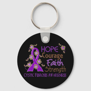 Hope Courage Faith Strength 3 Cystic Fibrosis Keychain