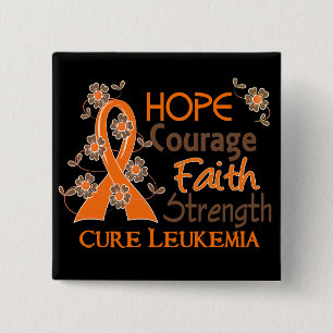Hope Courage Faith Strength 3 Leukaemia 2 Inch Square Button