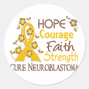 Hope Courage Faith Strength 3 Neuroblastoma Classic Round Sticker