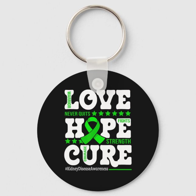 Hope Cure Warrior Kidney Disease Awareness Support Keychain (Front)