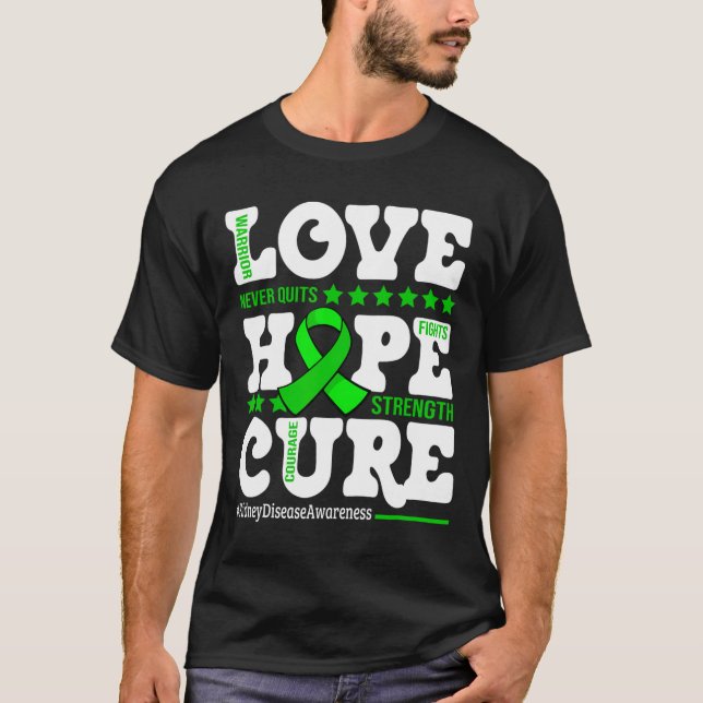Hope Cure Warrior Kidney Disease Awareness Support T-Shirt (Front)