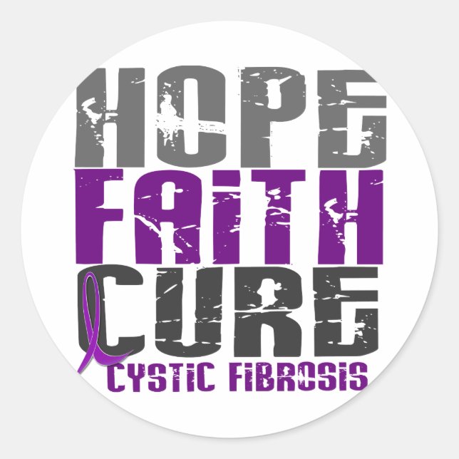 HOPE FAITH CURE CYSTIC FIBROSIS T-Shirts & Apparel Classic Round Sticker (Front)