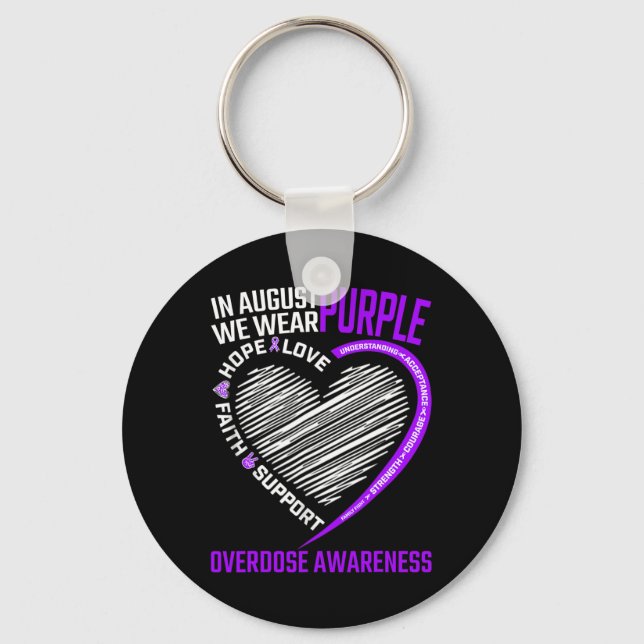 Hope Faith In August We Wear Purple Overdose Aware Keychain (Front)