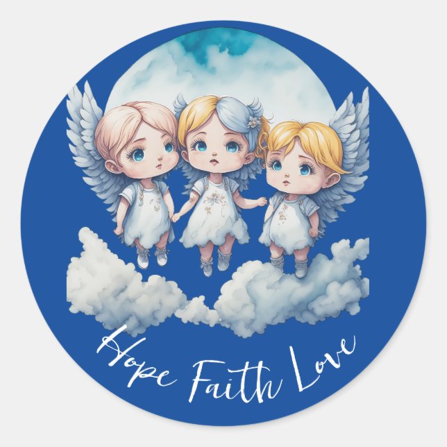 Hope Faith Love Classic Round Sticker (Front)