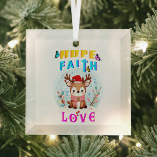 Hope Faith Love Glass Ornament