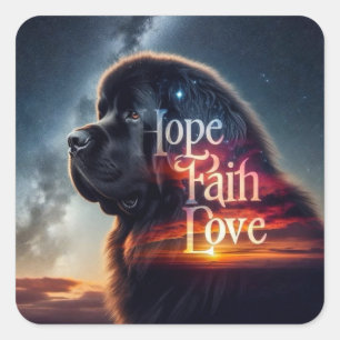 Hope Faith Love Newf Square Sticker