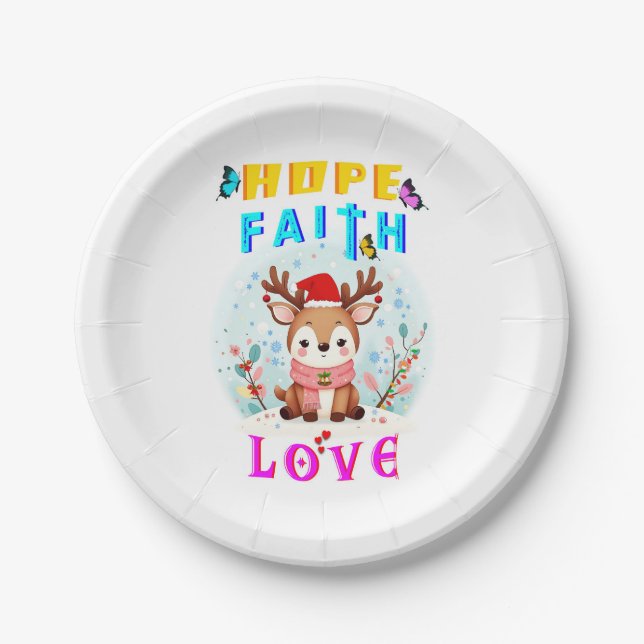 Hope Faith Love Paper Plate (Front)