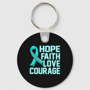 Hope Faith Love Ptsd Stress Awareness Ribbon Graph Keychain