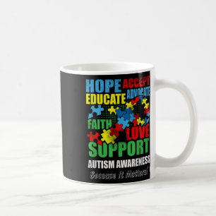Hope Faith Love Ribbon Autism Awareness Women Coffee Mug
