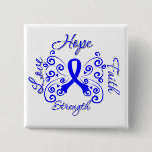 Hope Faith Love Strength Colon Cancer 2 Inch Square Button