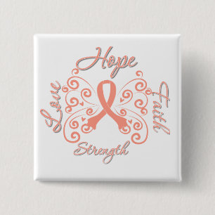 Hope Faith Love Strength Endometrial Cancer 2 Inch Square Button