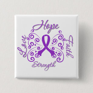 Hope Faith Love Strength Fibromyalgia 2 Inch Square Button