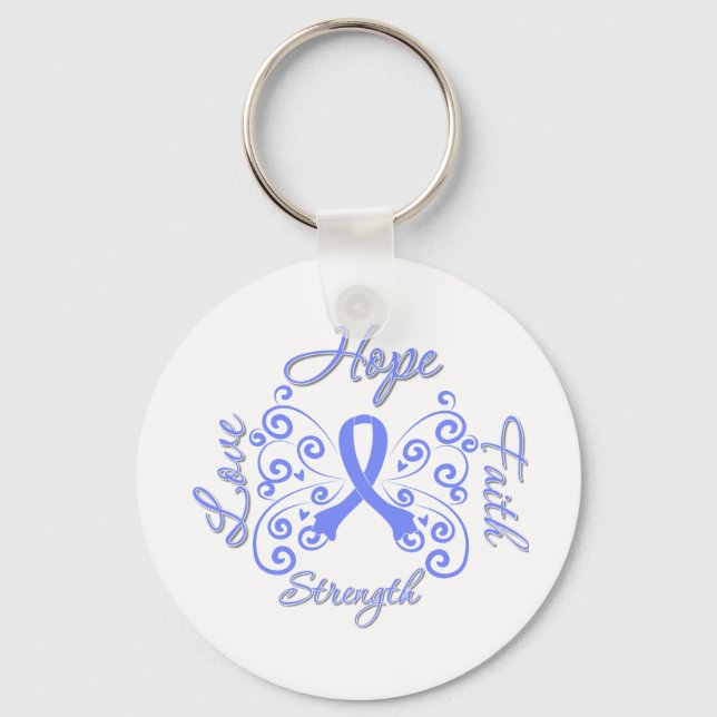 Hope Faith Love Strength Stomach Cancer Keychain (Front)