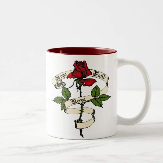 Hope, Faith, Love Two-Tone Coffee Mug (Right)