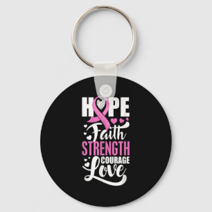 Hope Faith Strength Courage Love Breast Cancer Awa Keychain