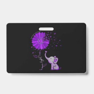 Hope Fight Cute Elephant Alzheimer's Purple Ribbon Badge
