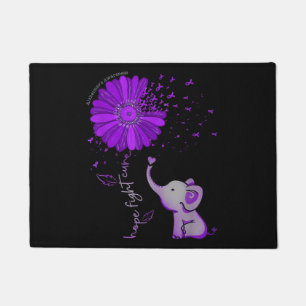 Hope Fight Cute Elephant Alzheimer's Purple Ribbon Doormat