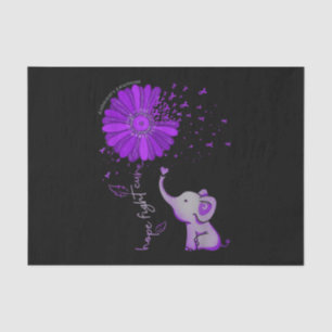 Hope Fight Cute Elephant Alzheimer's Purple Ribbon Tissue Paper