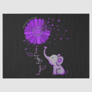 Hope Fight Cute Elephant Alzheimer's Purple Ribbon Tissue Paper