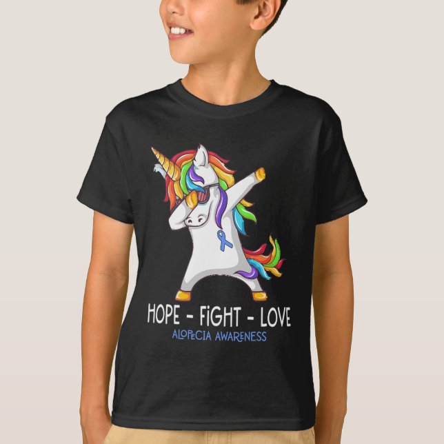 Hope Fight Love Alopecia Awareness Support Alopeci T-Shirt (Front)