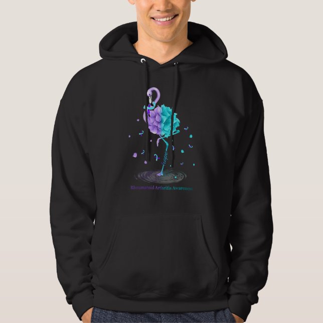 Hope Flamingo Purple Blue Rheumatoid Arthritis Awa Hoodie (Front)