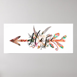 "Hope" floral arrow poster