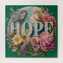 Hope Floral Typography with Birds and Botanical