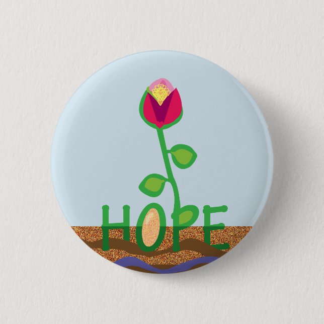 Hope flower growing from seed 2 inch round button (Front)