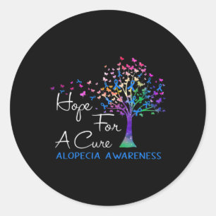 Hope For A Cure Alopecia Awareness Tree Ribbon Classic Round Sticker