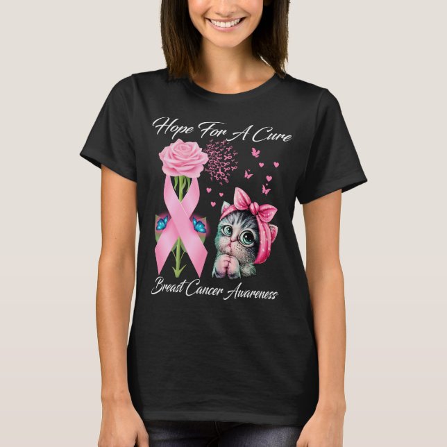 Hope For A Cure Breast Cancer Awareness Butterfly  T-Shirt (Front)