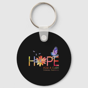 Hope For A Cure Diabetes Awareness Butterfly Sunfl Keychain