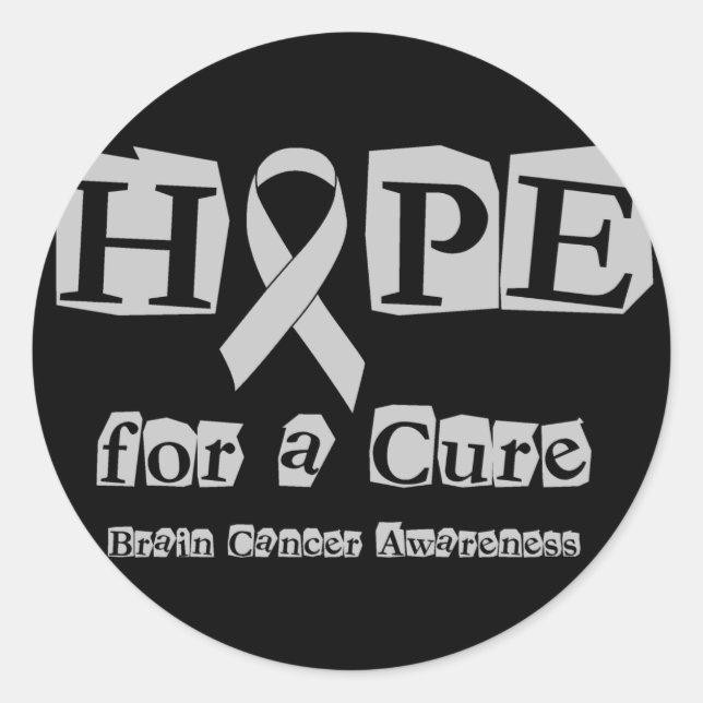 Hope for a Cure - Grey Ribbon Brain Tumour / Cance Classic Round Sticker (Front)
