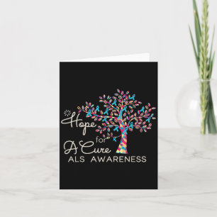 Hope For A Cure Tree Ribbon Blue Als Awareness Sup Card