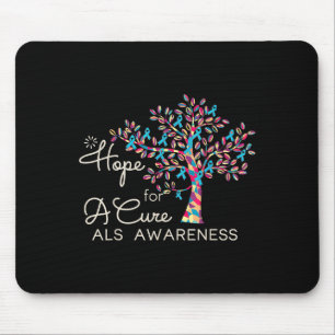 Hope For A Cure Tree Ribbon Blue Als Awareness Sup Mouse Pad