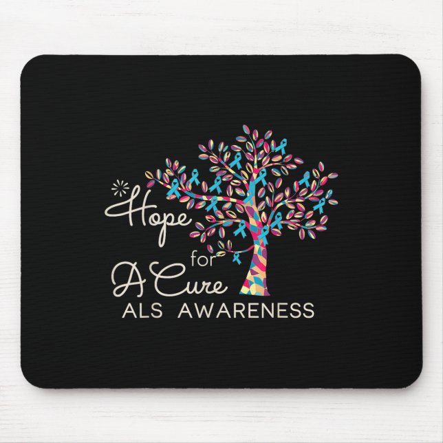 Hope For A Cure Tree Ribbon Blue Als Awareness Sup Mouse Pad (Front)