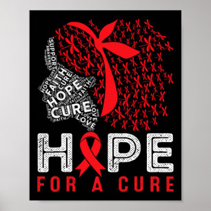 Hope For Cure Dragonfly Red Ribbon Messy Hair Hiv Poster