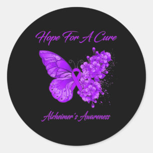 Hope For Cure Purple Butterfly Heimerheimer Brain  Classic Round Sticker