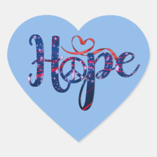 Hope For Peace Heart Stickers