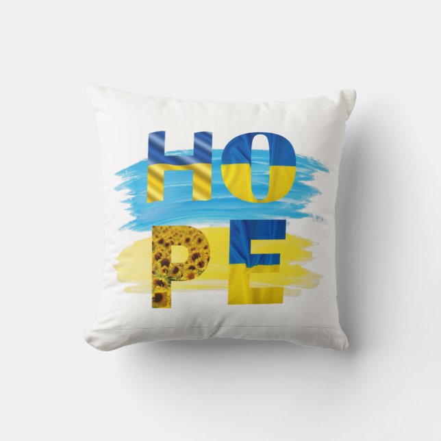 Hope For Ukraine Throw Pillow (Front)