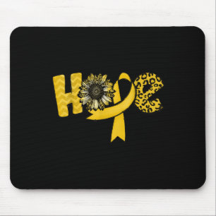 Hope Gold Ribbon Leopard Sunflower Childhood Cance Mouse Pad