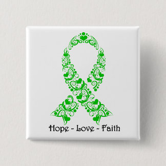Hope Green Awareness Ribbon 2 Inch Square Button