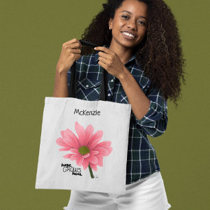 hope GROWS here Personalized Pink Flower  Tote Bag