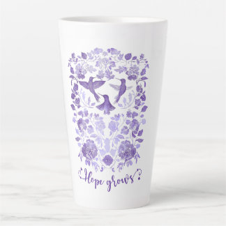 Hope Grows – Lavender Linocut Bird Inspirational Latte Mug