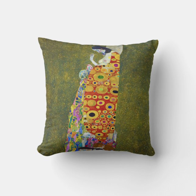 Hope, Gustav Klimt Throw Pillow (Front)